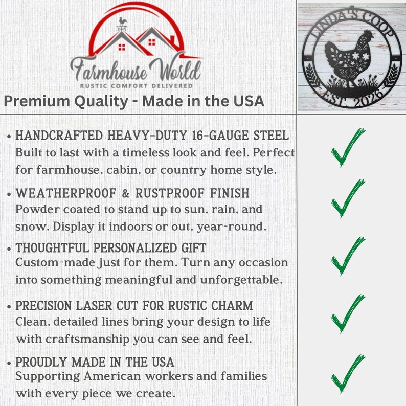 Premium Chicken Coop Metal Sign with powder coated finish that will last for years outdoors