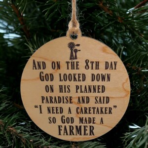 Farmer Ornament - God Made A Farmer Christmas Tree Ornament, Rustic Farm Decor Gift for Farmers & Agriculture Lovers image 3