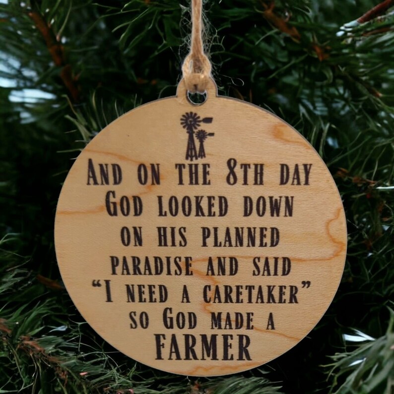 Farmer Ornament - God Made A Farmer Christmas Tree Ornament, Rustic Farm Decor Gift for Farmers & Agriculture Lovers image 3