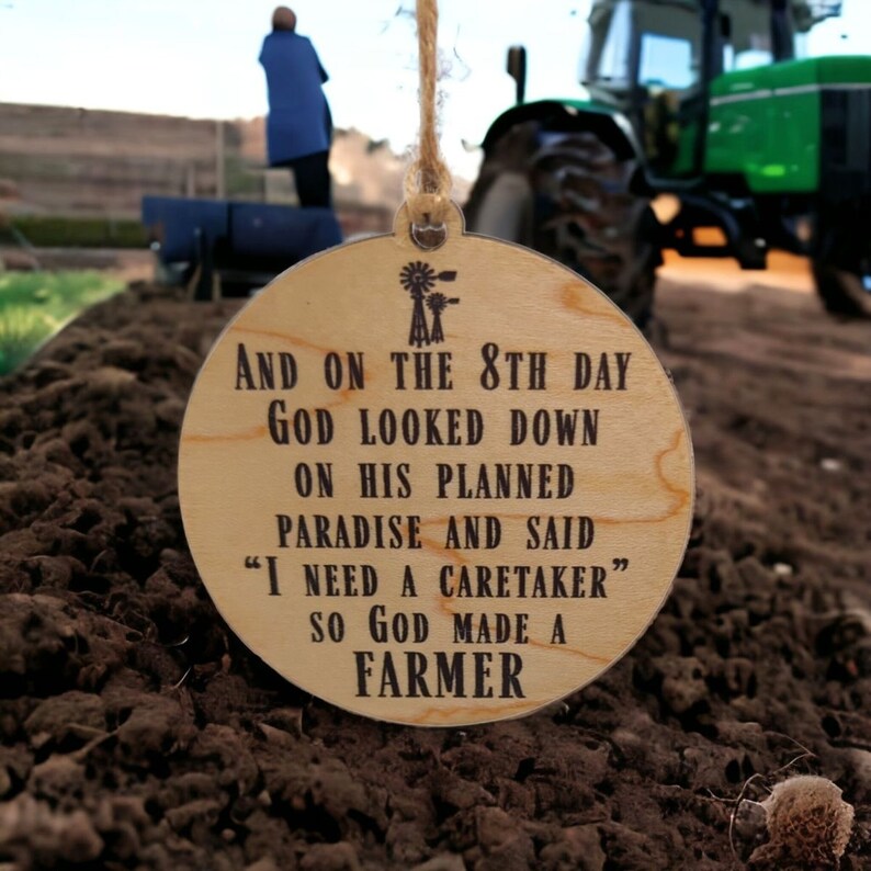 Farmer Ornament - God Made A Farmer Christmas Tree Ornament, Rustic Farm Decor Gift for Farmers & Agriculture Lovers image 2