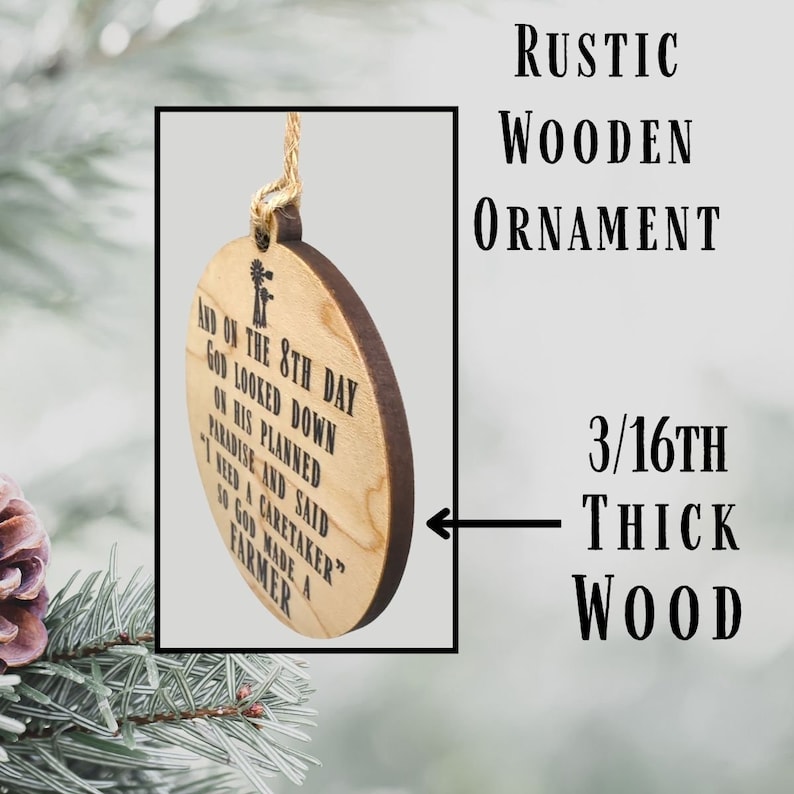 Farmer Ornament - God Made A Farmer Christmas Tree Ornament, Rustic Farm Decor Gift for Farmers & Agriculture Lovers image 4
