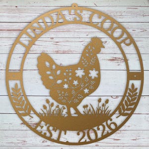 Round Metal Farm Sign Personalized Chicken Coop Plaque Custom Hen House Nameplate Outdoor Garden Marker Backyard Keeper Gift Farmhouse Barn Emblem Homestead Display Name Date Design Country Style Poultry House Gate Wall Mount Durable