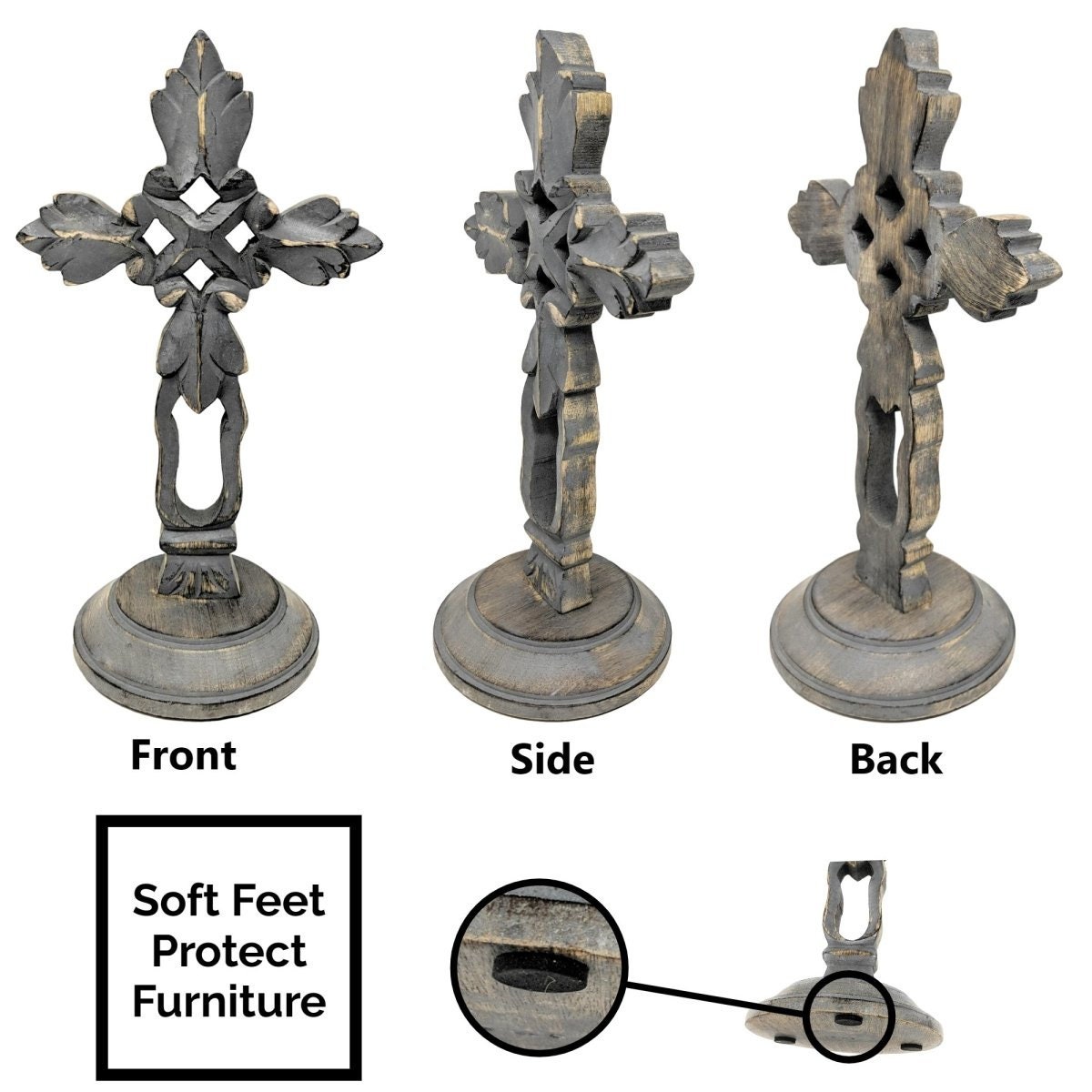 Carved Rustic Tabletop Cross With Blue/gray Distressed Finish Etsy