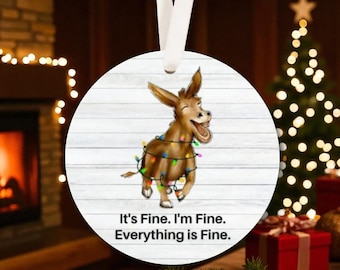 Funny Donkey Christmas Ornament, Holiday Decor, Christmas Light Tangle, Humorous Donkey Gift, Xmas Party Decor, Animal Holiday Ornament