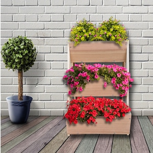 Vertical Raised Garden Bed 3 Tier Cedar Vertical Planter Stand Outdoor Garden Planter, Flower Box, or Herb Planter Perfect for Patio image 5