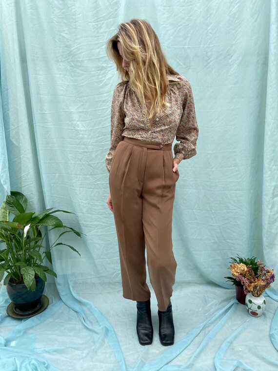 80s Brown Silk Trousers