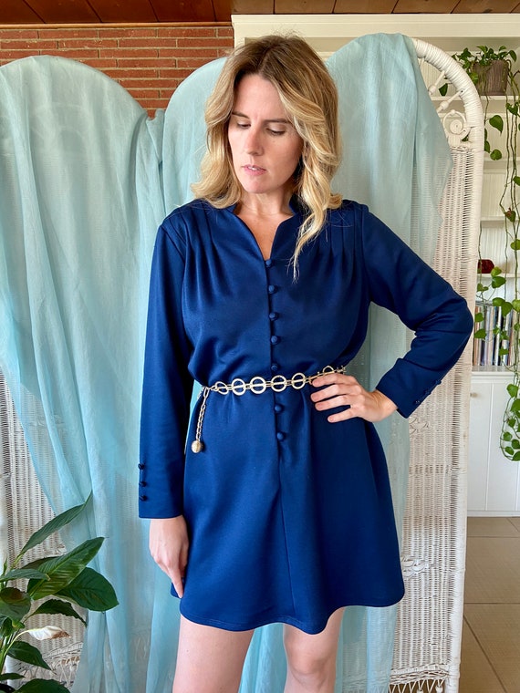 60s Navy Blue Shift Dress
