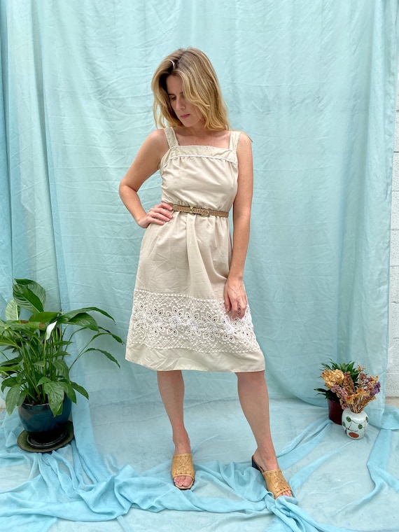 70s Eyelet Embroidered Dress