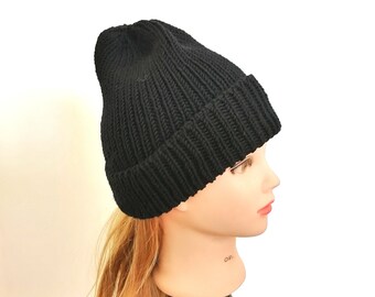 knitted merino wool beanie, winter hat for men and women