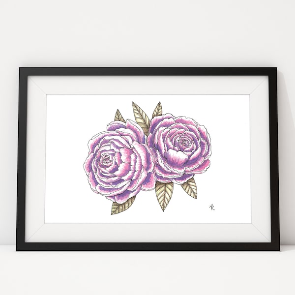 Pink Peonies, Pfingstrosen, Blumen - art print, poster