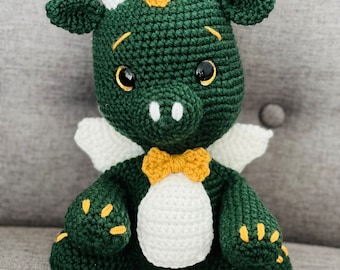 Dragón amigurumi de ganchillo / Juguete de fantasía de peluche hecho a mano / Dragón de peluche, regalo para niños o decoración
