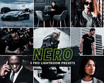 PRO Lightroom Presets BLACK pour Desktop and Mobile Lightroom, Deep Moody, Dark Instagram Filter, Luxury, Black Tones Blogger Presets