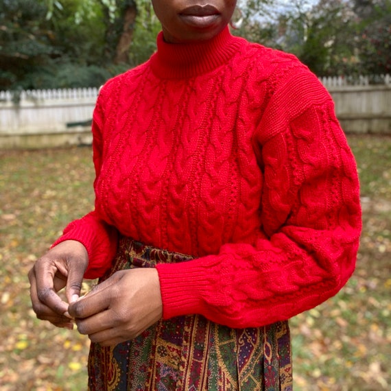 Vintage 80s Cable Knit Oversized Boyfriend Sweater