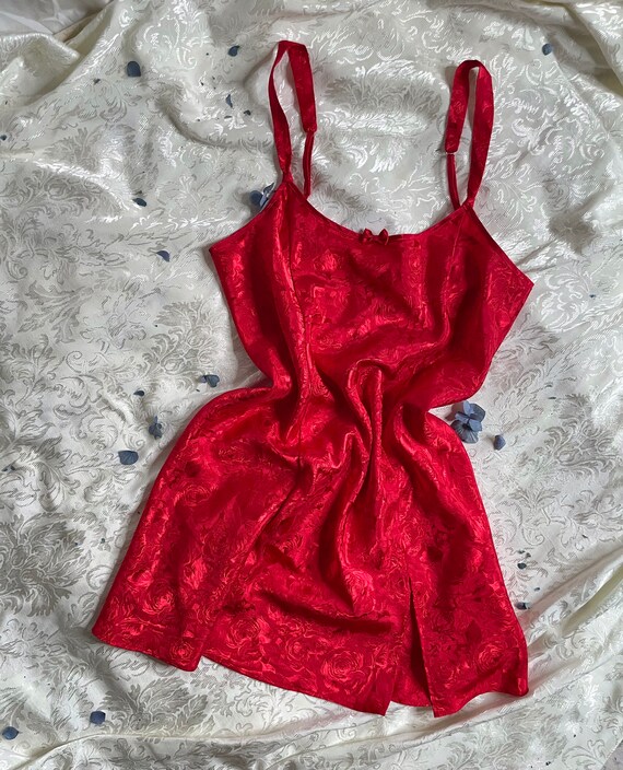 Vintage Jacquard Floral Print Slip Dress