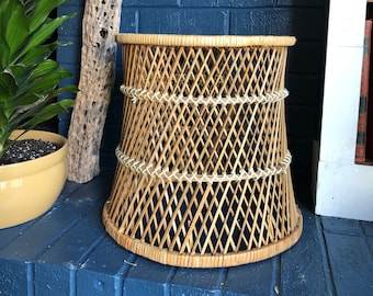 Wicker End Table Etsy