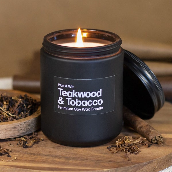 Candles for Men | Tobacco Candles | Teakwood  Candles | Man Candles | Coffee Candle | Bathroom Candle - 9oz