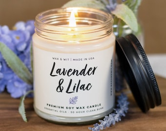 Lavender Lilac Candle, Soy Candle, Candles for Home Scented, Candle Gifts - 9oz