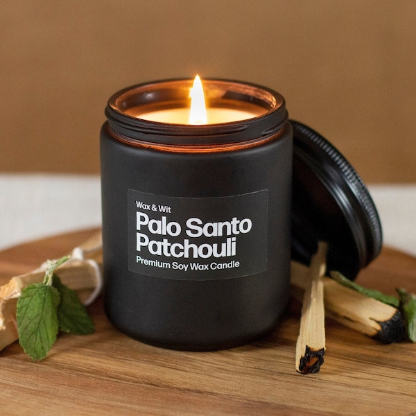 Palo Santo Patchouli Candle | Candles for Men | Man Candles | Masculine Candle | Bathroom Candle | Mens Candle for Home - 9oz