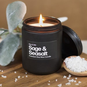 Candles for Men Sage Candles Sea Salt Candles Man Candles Coffee Candle Bathroom Candle 9oz image 1