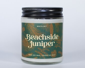 Beachside Juniper Candle, Beach Candle, Scented Soy Candle for Home, Birthday Gift, Housewarming Gift - 9oz