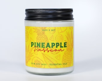 Pineapple Passion Candle, Beach Candle, Scented Soy Candle for Home, Birthday Gift, Housewarming Gift - 9oz