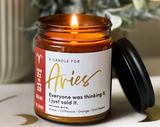Aries Candle, Zodiac Candle, Astrology Candle, Candle Gifts for Women, Birthday Gifts for Her