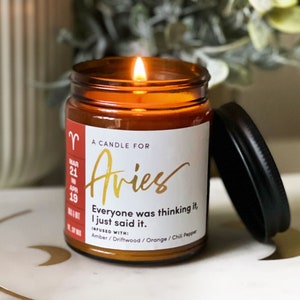 Aries Candle, Astrology Candle, Zodiac Candle, Aries Zodiac Gift