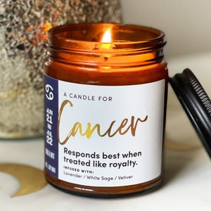 Cancer Candle, Astrology Candle, Zodiac Candle, Cancer Zodiac Gift
