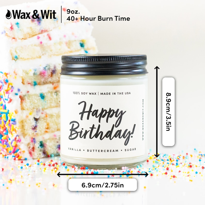 Happy Birthday Candle, Birthday Cake Candle, Birthday Candles for Women, Birthday Candles Gifts for Women, 100% Soy Wax 9oz image 4