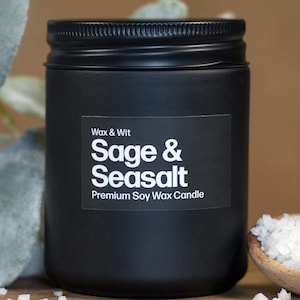 Candles for Men Sage Candles Sea Salt Candles Man Candles Coffee Candle Bathroom Candle 9oz image 4