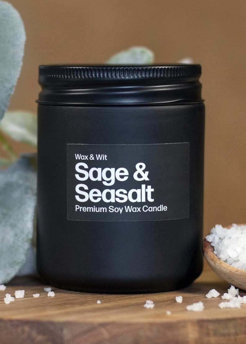 Candles for Men Sage Candles Sea Salt Candles Man Candles Coffee Candle Bathroom Candle 9oz image 4