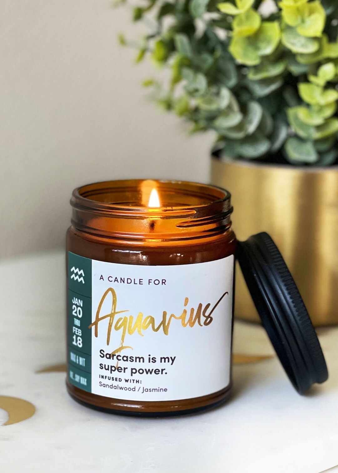 Aquarius Candle, Astrology Candle, Zodiac Candle, Aquarius Zodiac Gift Etsy