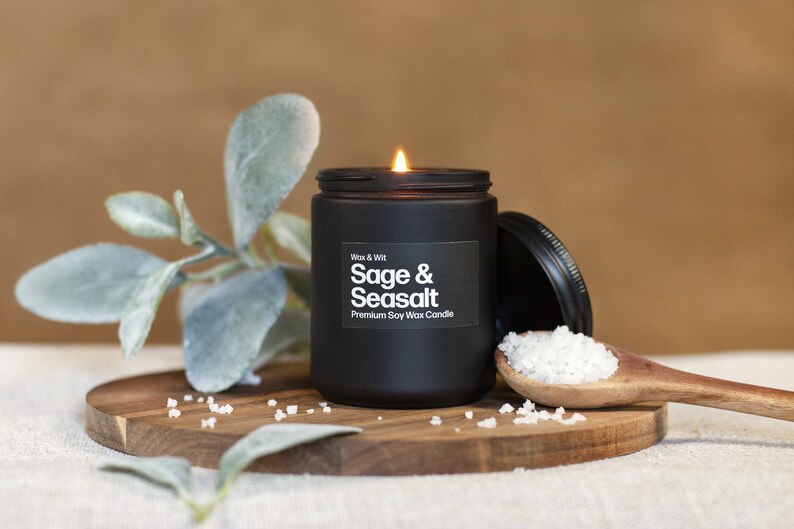 Candles for Men Sage Candles Sea Salt Candles Man Candles Coffee Candle Bathroom Candle 9oz image 5