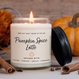 Pumpkin Spice Candle | Fall Decor | Fall Scented Candles - 9oz Glass Soy Candle