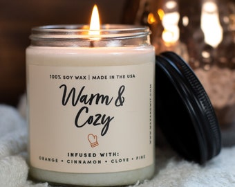 Warm and Cozy Candle | Christmas Candle | Holiday Candle | Winter Candle | Christmas Scented Candle - 9oz Soy Candle