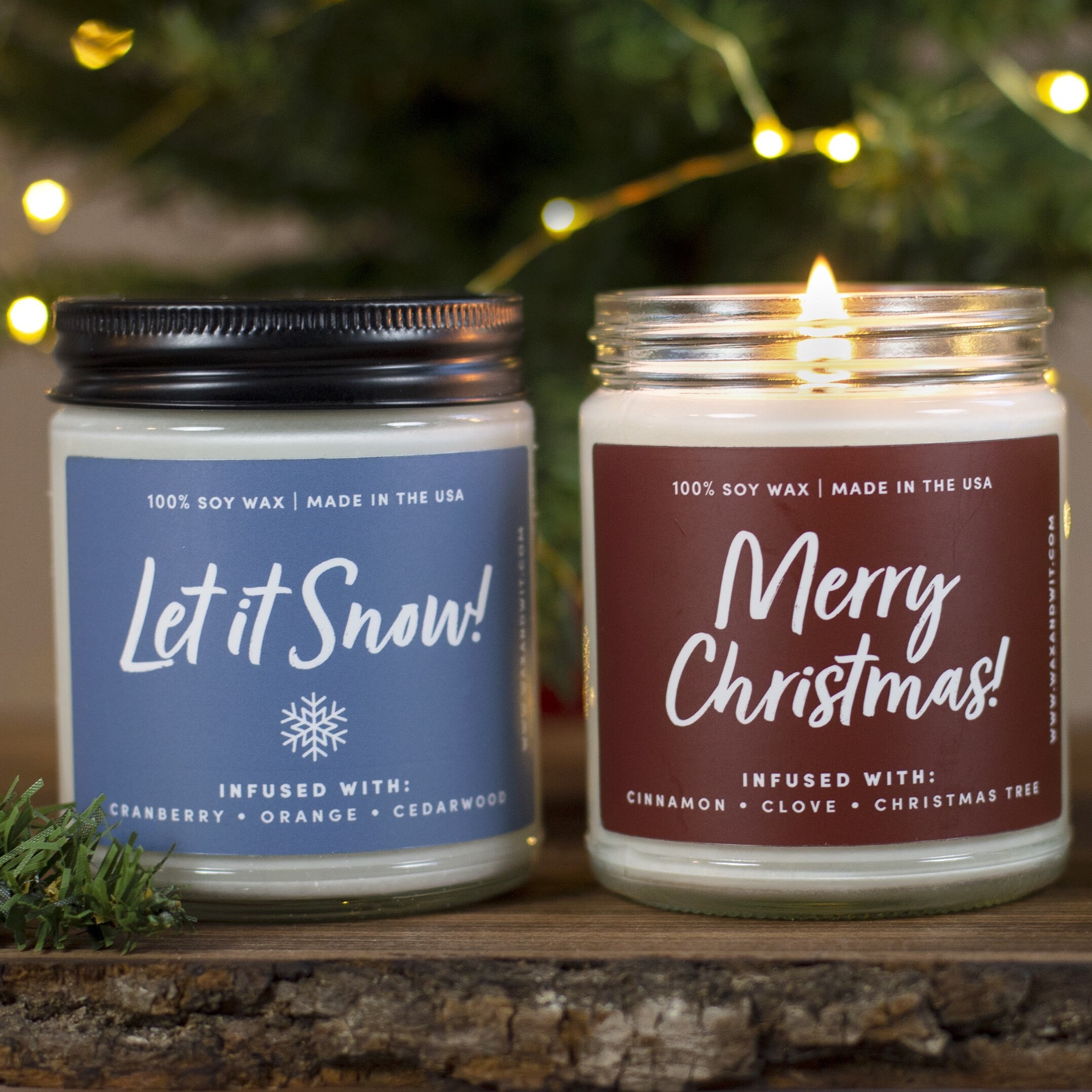 Wax & Wit 9oz Holiday Scented Soy Candles - Infused with Balsam