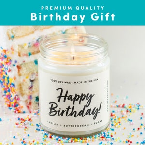 Happy Birthday Candle, Birthday Cake Candle, Birthday Candles for Women, Birthday Candles Gifts for Women, 100% Soy Wax 9oz image 2