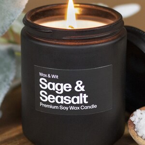 Candles for Men Sage Candles Sea Salt Candles Man Candles Coffee Candle Bathroom Candle 9oz image 3