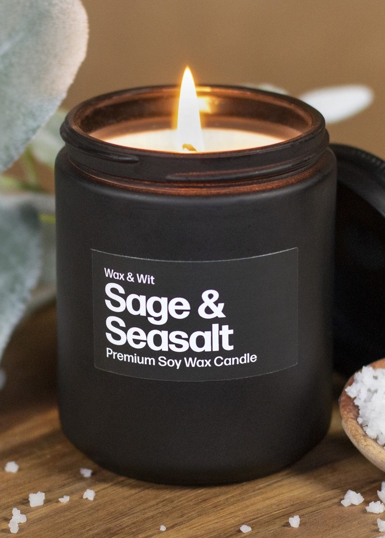 Candles for Men Sage Candles Sea Salt Candles Man Candles Coffee Candle Bathroom Candle 9oz image 3