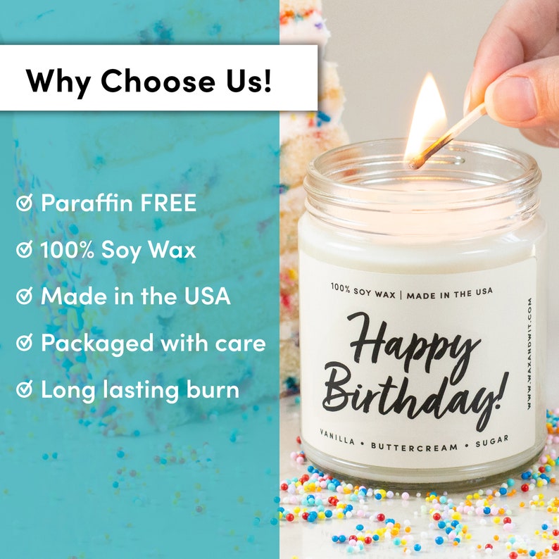 Happy Birthday Candle, Birthday Cake Candle, Birthday Candles for Women, Birthday Candles Gifts for Women, 100% Soy Wax 9oz image 3