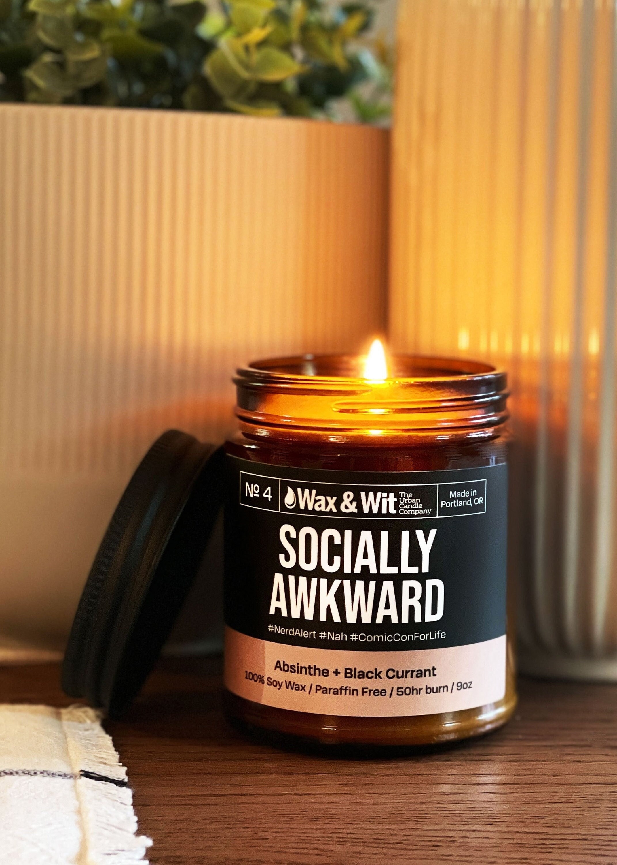 Funny Candles Scented Soy Candle 9 Oz Amber Glass Socially Awkward