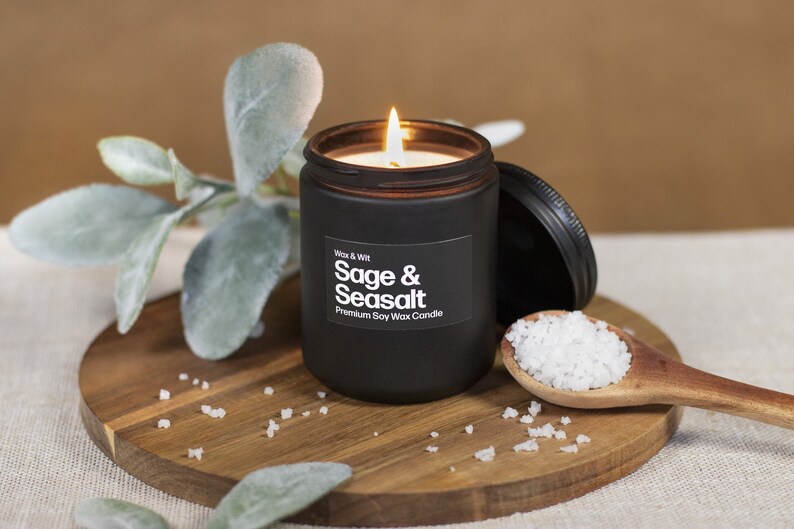Candles for Men Sage Candles Sea Salt Candles Man Candles Coffee Candle Bathroom Candle 9oz image 1