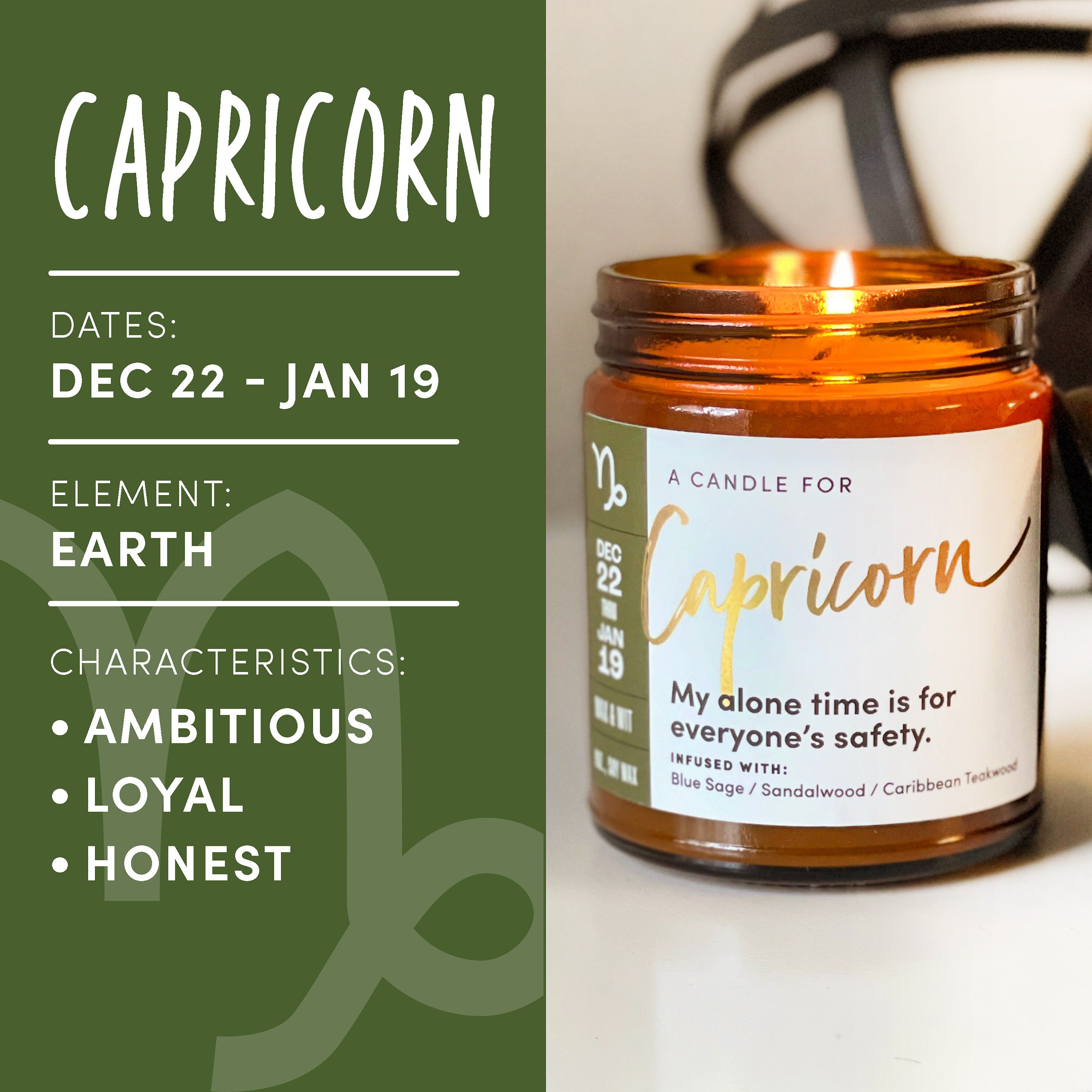 Capricorn Candle Astrology Candle Zodiac Candle Capricorn Etsy