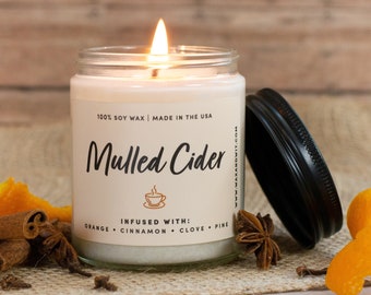 Mulled Cider Candle | Autumn Candle | Fall Scented Candle for Home | Fall Candles | Apple Cider Candle - 9oz Soy Candle