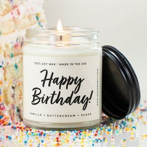 Happy Birthday Candle, Birthday Cake Candle, Birthday Candles for Women, Birthday Candles Gifts for Women, 100% Soy Wax 9oz image 1