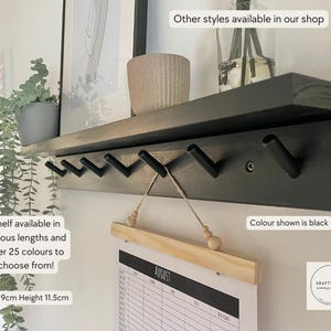 Peg Rail with Shelf / Key Hook / Hallway Shelf / Wood Shelf / Nursery Shelf / Coat Rack / Shaker shelf / Shelf With Hooks | Wood Peg Rack