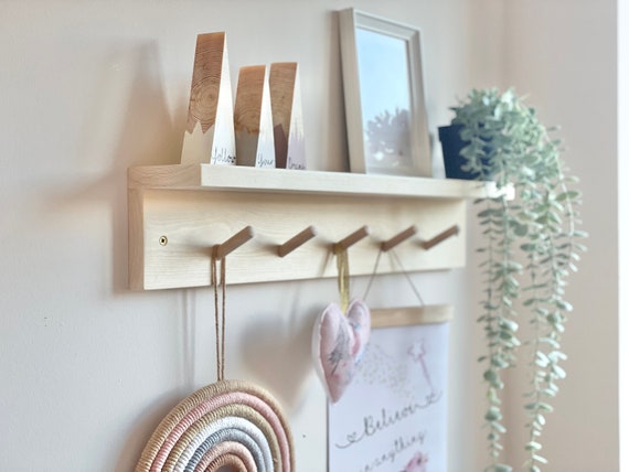 How to Build a Peg Rail Shelf - White and Woodgrain