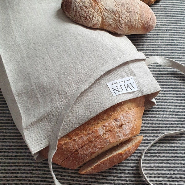 Linen Bread Bag, Oeko-Tex Certified Linen, Linen Produce Bag, Pure Natural Food Bag, Linen Bag, Fabric Bread Bag, Produce Storage