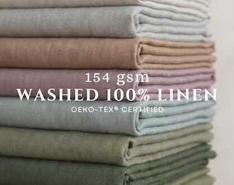 Linen Fabric by the Metre, 100% Pure Oeko‑Tex Soft Washed Linen in 21 Colours, UK Fabric for Curtains, Dressmaking & Homeware - Siena