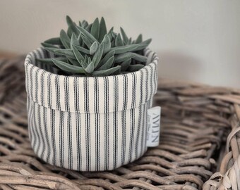 French Ticking Stripe Cotton Tidy Storage Basket
